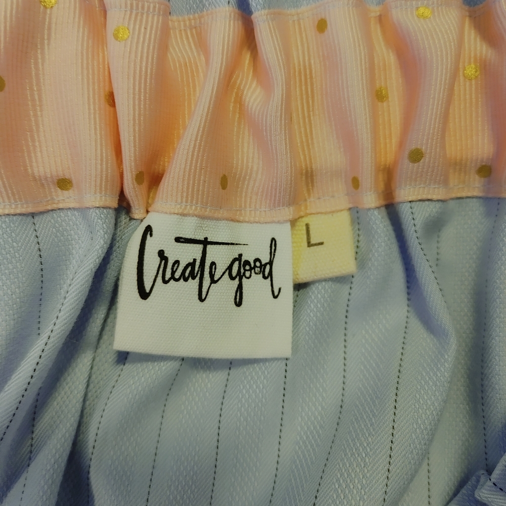 CREATE GOOD ELASTIC WAIST PINSTRIPE SKIRT, BLUE L - Picture 5 of 5